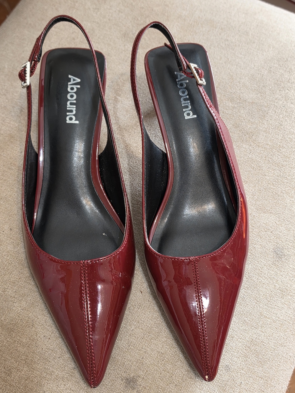 Abound Burgundy Patent Slingback Pointed Toe Flats